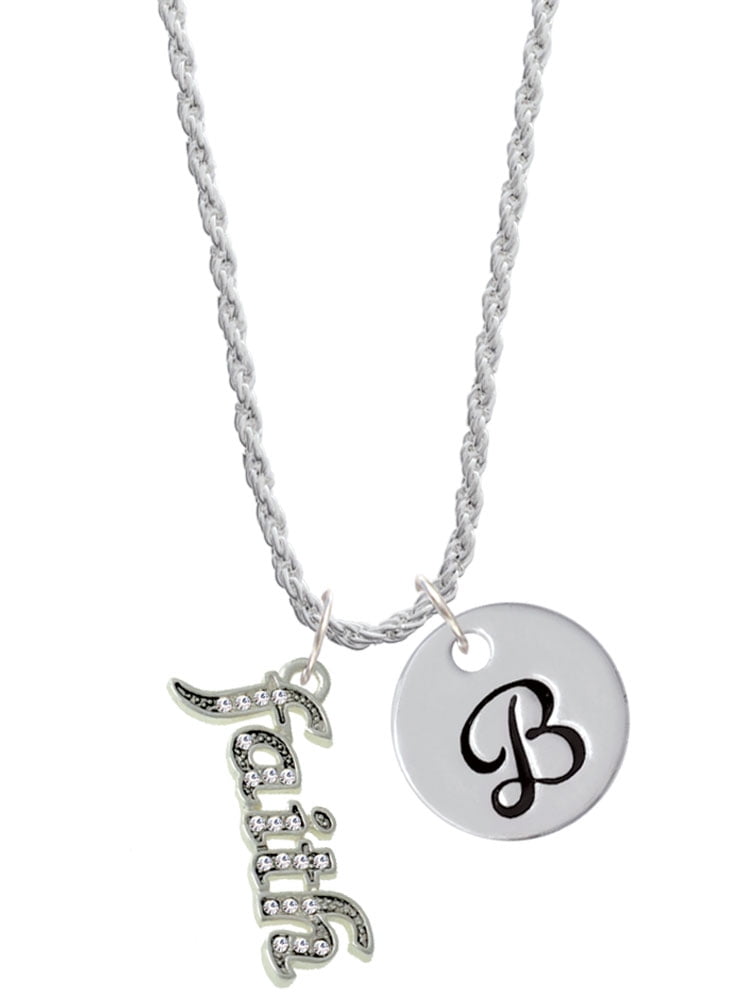 Delight Jewelry Silvertone Crystal Script ''Faith'' Silvertone Script