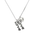 thumbnail image 1 of Delight Jewelry Silvertone Crystal Script ''Love'' - Love and Lock Charm Necklace, 18"+1", 1 of 4