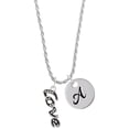 thumbnail image 1 of Delight Jewelry Silvertone Crystal Script ''Love'' Silvertone Script Initial Disc - A - Charm Necklace, 20"+3", 1 of 4