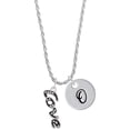 thumbnail image 1 of Delight Jewelry Silvertone Crystal Script ''Love'' Silvertone Script Initial Disc - O - Charm Necklace, 20"+3", 1 of 4
