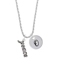 thumbnail image 1 of Delight Jewelry Silvertone Crystal Script ''Peace'' Silvertone Script Initial Disc - O - Charm Necklace, 20"+3", 1 of 4