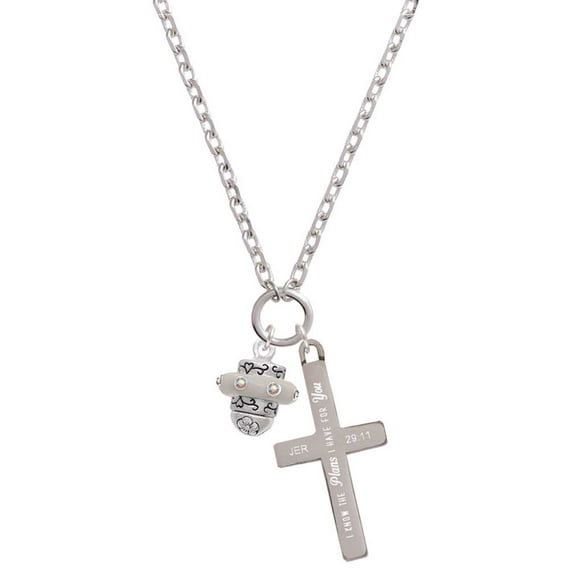 Delight Jewelry Silvertone Crystal Spinner I Have Plans for You Engraved Cross Zoey Necklace, 28"