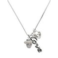 thumbnail image 1 of Delight Jewelry Silvertone Crystal Spinner - Love and Lock Charm Necklace, 18"+1", 1 of 4