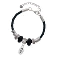 thumbnail image 1 of Delight Jewelry Silvertone Cure in oval Daughter Celtic Knot Leather Bead Bracelet, 7"+2" Extender, 1 of 4