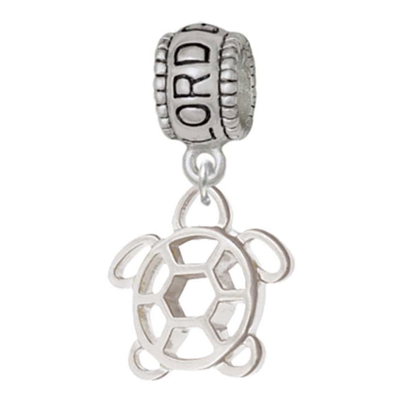 Delight Jewelry Silvertone Cutout Sea Turtle Lord Guide Me Charm Bead