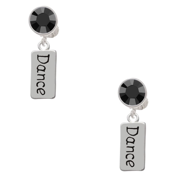Delight Jewelry Silvertone Dance Black Crystal Clip on Earrings