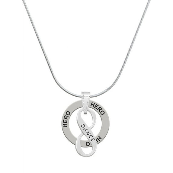 Delight Jewelry Silvertone Dance Infinity Sign Hero Ring Charm Necklace, 18"