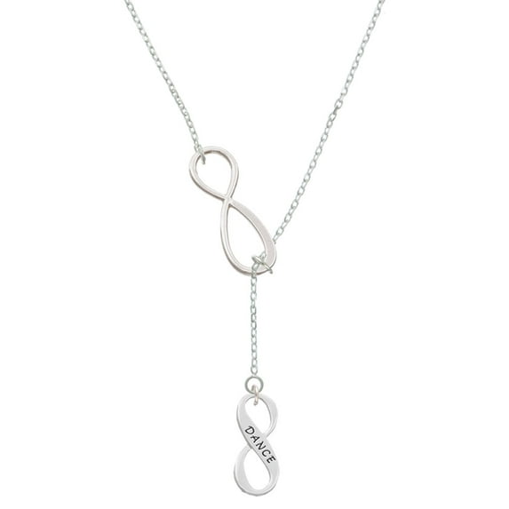 Delight Jewelry Silvertone Dance Infinity Sign Silver tone Elegant Infinity Lariat Necklace