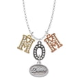 thumbnail image 1 of Delight Jewelry Silvertone Dance - Oval Seal Multi-Colored Crystal Mom Charm Necklace, 1 of 5