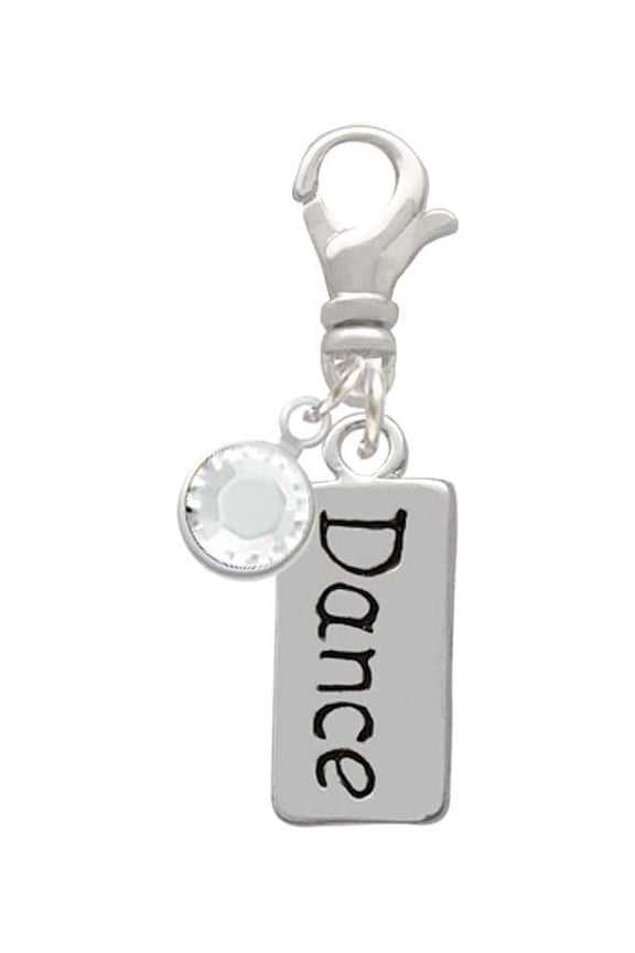 Silvertone Dance - Silvertone Clip on Charm with Clear Crystal Drop