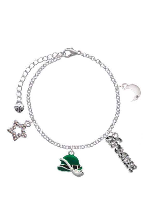 Silvertone Derby Hat with Pipe Silvertone Dream Big Charm Bracelet, 7.5+2" Extender