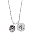 thumbnail image 1 of Delight Jewelry Silvertone Diagonal Banded Barrel with Clear Crystals Spinner Silvertone Script Initial Disc - Z - Charm Necklace, 20"+3", 1 of 4