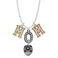 thumbnail image 1 of Delight Jewelry Silvertone Diagonal Banded Barrel with Pink Crystals Spinner Multi-Colored Crystal Mom Charm Necklace, 1 of 5