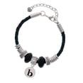 thumbnail image 1 of Delight Jewelry Silvertone Disc 1/2'' Initial - b - Best Friend Celtic Knot Leather Bead Bracelet, 7"+2" Extender, 1 of 4