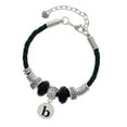 thumbnail image 1 of Delight Jewelry Silvertone Disc 1/2'' Initial - b - Grandmother Celtic Knot Leather Bead Bracelet, 7"+2" Extender, 1 of 4