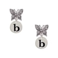 thumbnail image 1 of Delight Jewelry Silvertone Disc 1/2'' Initial - b - Silvertone Antiqued Butterfly Post Earrings, 1 of 4