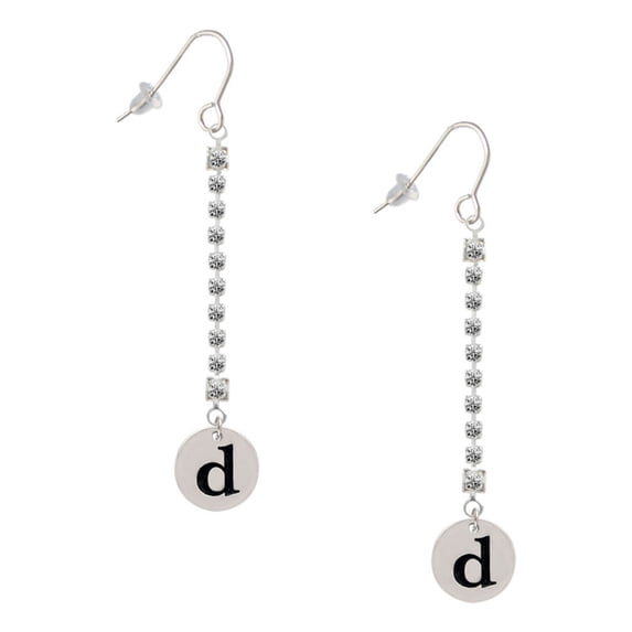 Delight Jewelry Silvertone Disc 1/2'' Initial - d - Silver-tone Long Sparkle Dangle French Earrings