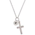thumbnail image 1 of Delight Jewelry Silvertone Disc 1/2'' Initial - e - Be Strong and Courageous Engraved Cross Zoey Necklace, 28", 1 of 4