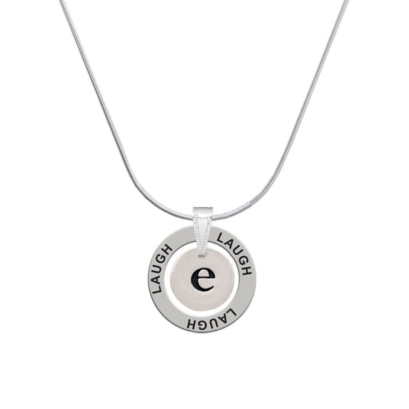 Delight Jewelry Silvertone Disc 1/2'' Initial - e - Laugh Ring Charm Necklace, 18"