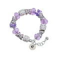 thumbnail image 1 of Delight Jewelry Silvertone Disc 1/2'' Initial - e - Purple Butterfly Bead Charm Bracelet, 7"+1" Extender, 1 of 5