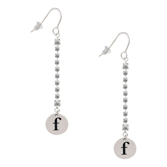 Delight Jewelry Silvertone Disc 1/2'' Initial - f - Silver-tone Long Sparkle Dangle French Earrings