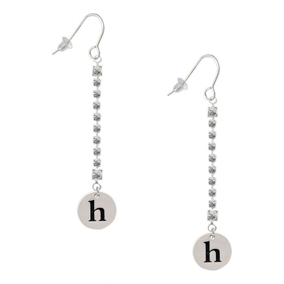 Delight Jewelry Silvertone Disc 1/2'' Initial - h - Silver-tone Long Sparkle Dangle French Earrings