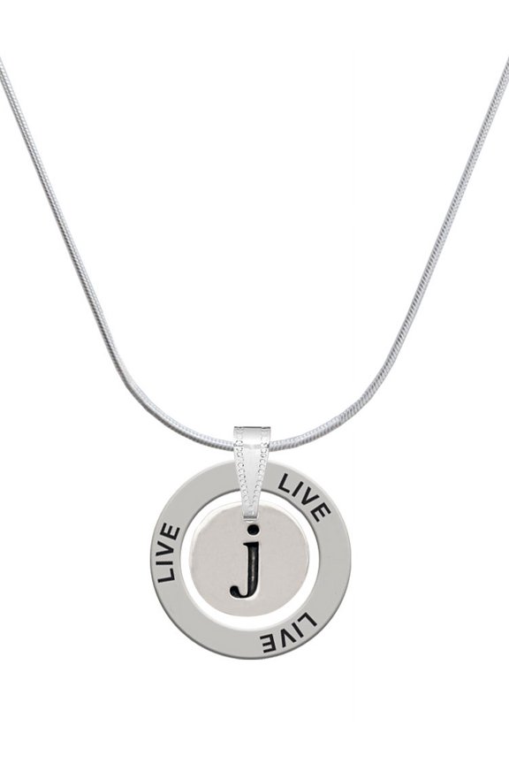 Silvertone Disc 1/2'' Initial - j - Live Ring Charm Necklace, 18"