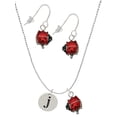 thumbnail image 1 of Delight Jewelry Silvertone Disc 1/2'' Initial - j - Red Lucky Ladybug Necklace and Dangle Earrings Set, 1 of 6