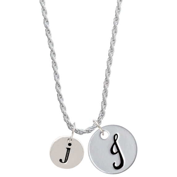 Delight Jewelry Silvertone Disc 1/2'' Initial - j - Silvertone Script Initial Disc - J - Charm Necklace, 20"+3"