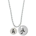 thumbnail image 1 of Delight Jewelry Silvertone Disc 1/2'' Initial - k - Silvertone Script Initial Disc - A - Charm Necklace, 20"+3", 1 of 4