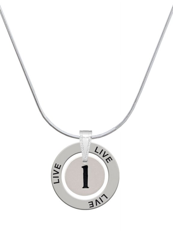 Silvertone Disc 1/2'' Initial - l - Live Ring Charm Necklace, 18"