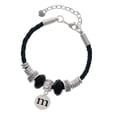 thumbnail image 1 of Delight Jewelry Silvertone Disc 1/2'' Initial - m - Lil Sister Celtic Knot Leather Bead Bracelet, 7"+2" Extender, 1 of 4