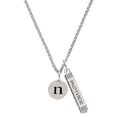 thumbnail image 1 of Delight Jewelry Silvertone Disc 1/2'' Initial - n - Silvertone Mother Daughter Bar Charm Necklace, 23", 1 of 4