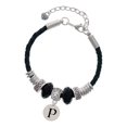 thumbnail image 1 of Delight Jewelry Silvertone Disc 1/2'' Initial - p - Mother Celtic Knot Leather Bead Bracelet, 7"+2" Extender, 1 of 1