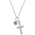 thumbnail image 1 of Delight Jewelry Silvertone Disc 1/2'' Initial - q - Be Strong and Courageous Engraved Cross Zoey Necklace, 28", 1 of 4