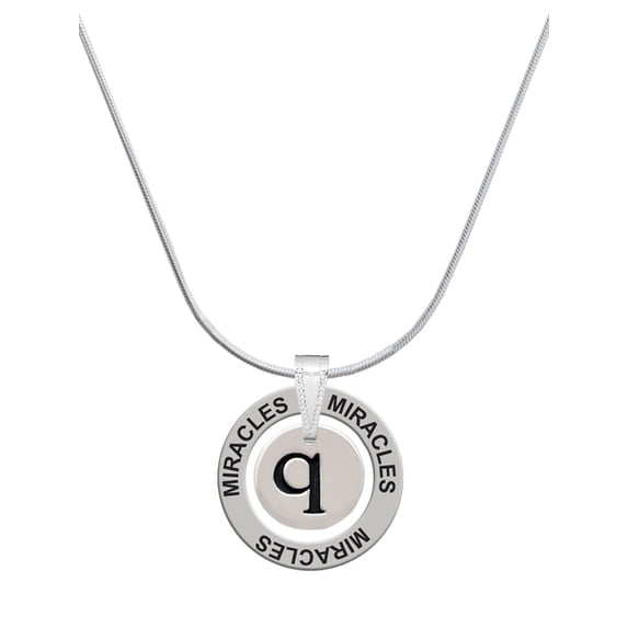 Delight Jewelry Silvertone Disc 1/2'' Initial - q - Miracles Ring Charm Necklace, 18"