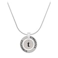 thumbnail image 1 of Delight Jewelry Silvertone Disc 1/2'' Initial - t - Gymnastics Ring Charm Necklace, 18", 1 of 4