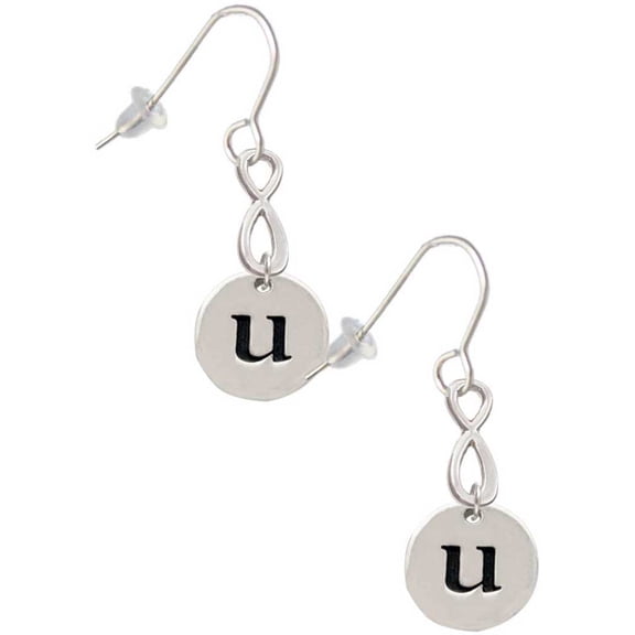 Delight Jewelry Silvertone Disc 1/2'' Initial - u - Silver tone Infinity French Earrings
