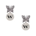 thumbnail image 1 of Delight Jewelry Silvertone Disc 1/2'' Initial - w - Silvertone Antiqued Butterfly Post Earrings, 1 of 4