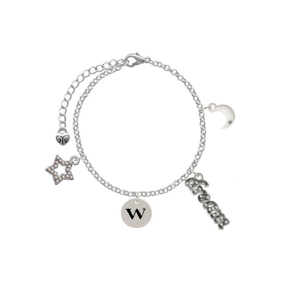 Delight Jewelry Silvertone Disc 1/2'' Initial - w - Silvertone Dream Big Charm Bracelet, 7.5+2" Extender