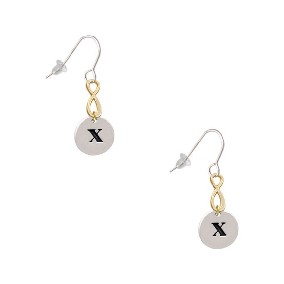 Delight Jewelry Silvertone Disc 1/2'' Initial - x - Gold Tone Infinity French Earrings
