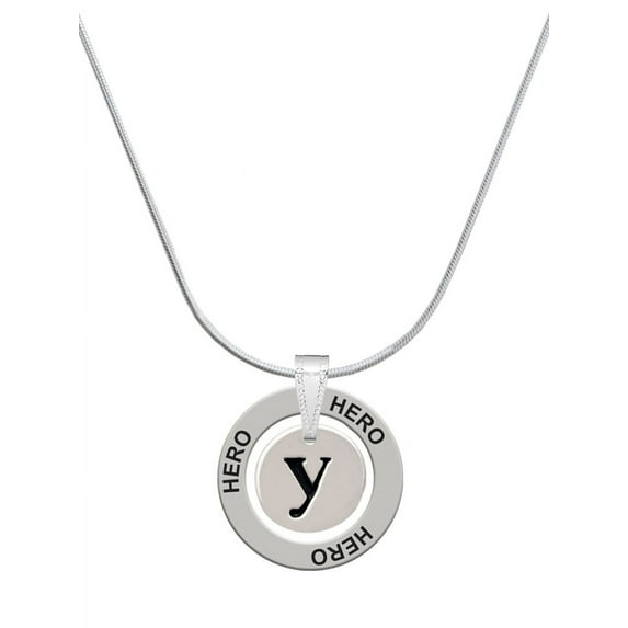 Delight Jewelry Silvertone Disc 1/2'' Initial - y - Hero Ring Charm Necklace, 18"