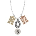 thumbnail image 1 of Delight Jewelry Silvertone Disc 1/2'' Number - 6 - Multi-Colored Crystal Mom Charm Necklace, 1 of 5