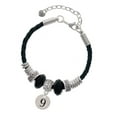 thumbnail image 1 of Delight Jewelry Silvertone Disc 1/2'' Number - 9 - Grandmother Celtic Knot Leather Bead Bracelet, 7"+2" Extender, 1 of 4