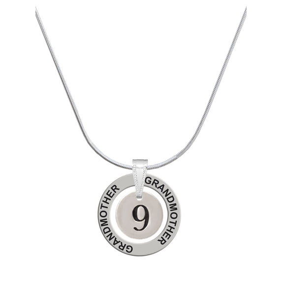 Delight Jewelry Silvertone Disc 1/2'' Number - 9 - Silvertone Grandmother Ring Charm Necklace, 18"