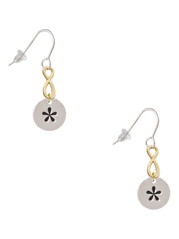 Silvertone Disc 1/2'' - Symbol - Asterisk - * - Gold Tone Infinity French Earrings
