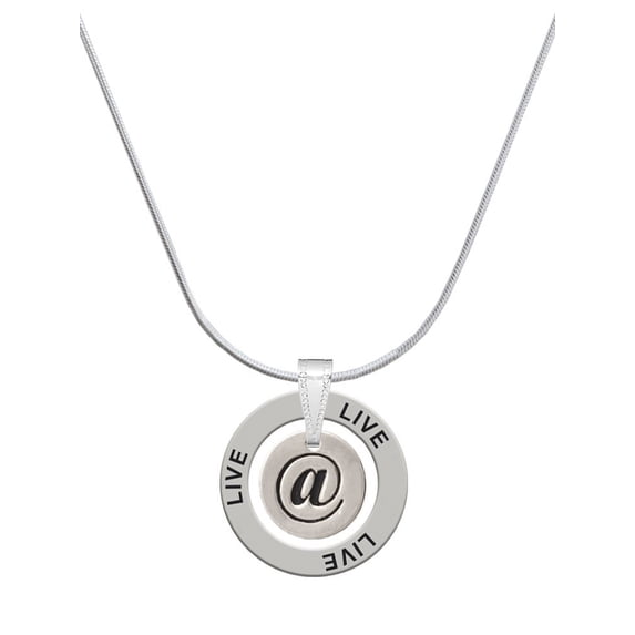 Delight Jewelry Silvertone Disc 1/2'' - Symbol - At Sign - @ - Live Ring Charm Necklace, 18"