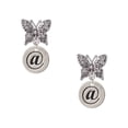 thumbnail image 1 of Delight Jewelry Silvertone Disc 1/2'' - Symbol - At Sign - @ - Silvertone Antiqued Butterfly Post Earrings, 1 of 4