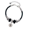 thumbnail image 1 of Delight Jewelry Silvertone Disc 1/2'' - Symbol - Dollar Sign - $ - Aunt Celtic Knot Leather Bead Bracelet, 7"+2" Extender, 1 of 4