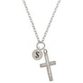 thumbnail image 1 of Delight Jewelry Silvertone Disc 1/2'' - Symbol - Dollar Sign - $ - Be Strong and Courageous Engraved Cross Zoey Necklace, 28", 1 of 4
